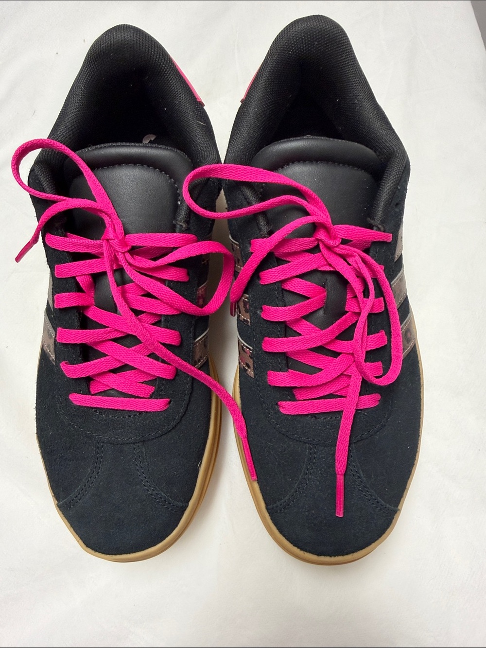 adidas Black Sneakers with Hot Pink Laces